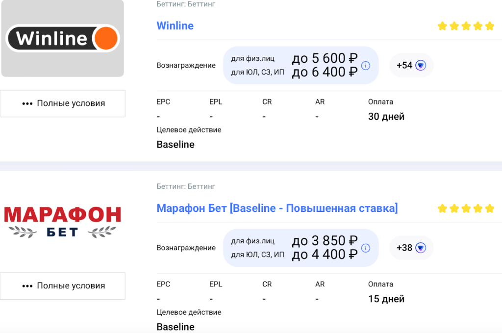 Офферы по беттингу