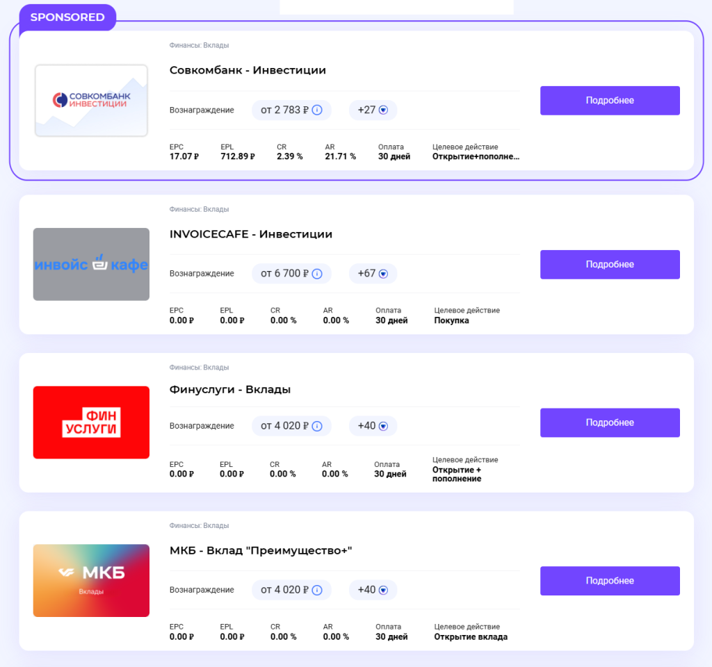 Продукты банков